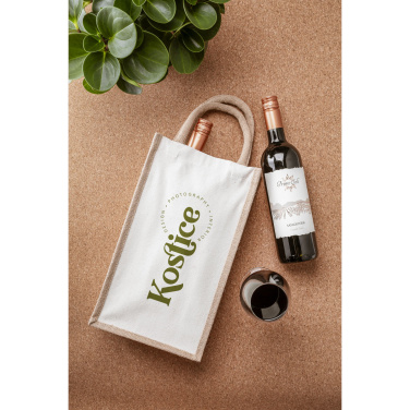 Logo trade promotional giveaway photo of: Jute Canvas Double Wine Bag